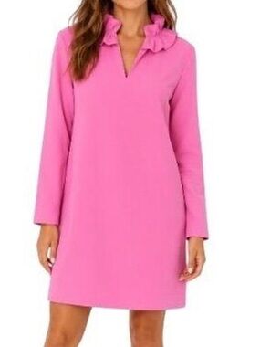 J. Crew Pink Ruffle-Neck Shift Dress; Size 6